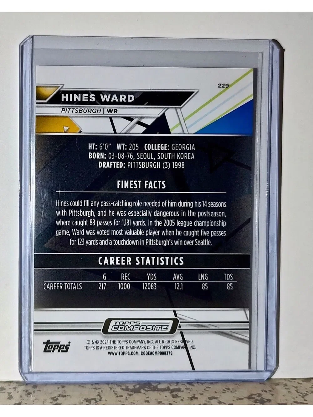 Hines Ward 2023 Topps Finest NFL #229 Football Card Pittsburgh Steelers